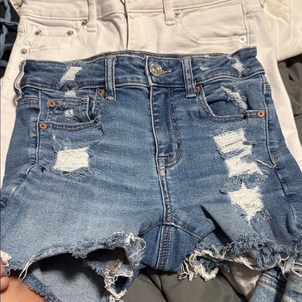 American Eagle Outfitters Ripped Blue Jean Shorts
